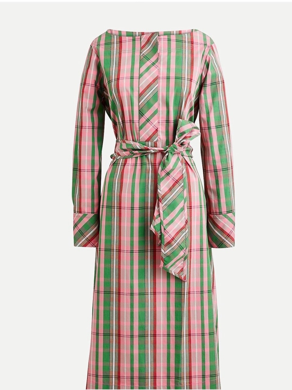 J. Crew Pink & Green Plaid Tie-Waist Robe